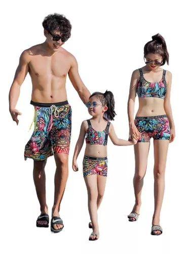 Conjunto De Tres Bikinis Con Bañador Para Padres E Hijos | Cuotas sin