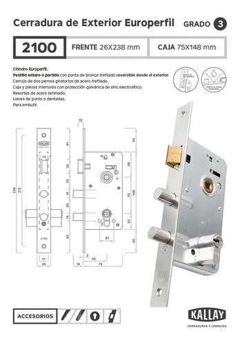 Cerradura Kallay 2100 Cilind. Euro Yale -llave Extra Gratis!