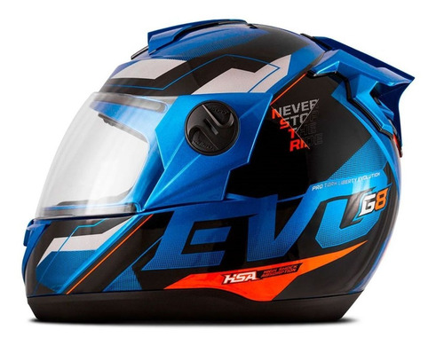 Capacete Moto Novas Cores Liberty Evolution G8 Evo Pro Tork Cor Azul e Laranja Tamanho do capacete 58