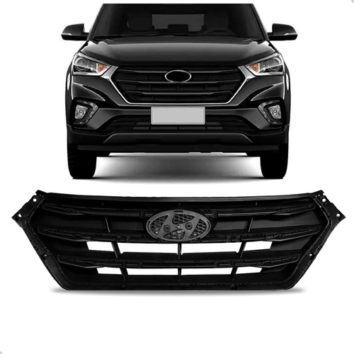 Grade Radiador Para Hyundai Creta 2020 2021 Preto Sem Friso