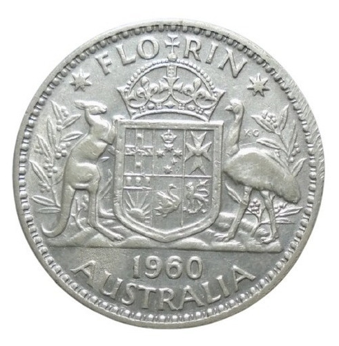 Australia 1 Florin 1960 Plata Ley 0.500 Reina Isabel