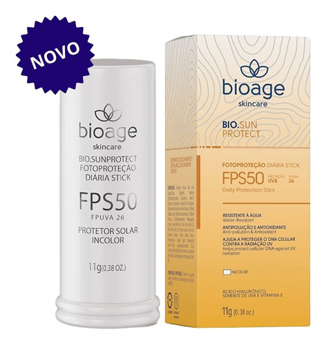 Protetor Solar Bastão Pró-aging Fps50 Incolor Bioage - 11g