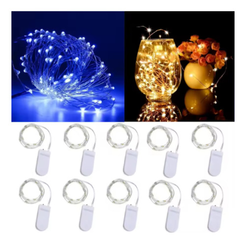 Luz Guirnalda Tira Alambre Microled Pila Incluida 3mts X10u Multicolor