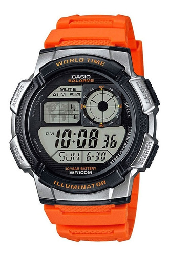 Reloj Hombre Casio Ae-1000w Naranja Digital / Lhua Store