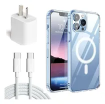 Comprar Funda Magnética + Cargador Adaptador 20w + Usb C Para Iphone Transparente Iphone 15 Pro