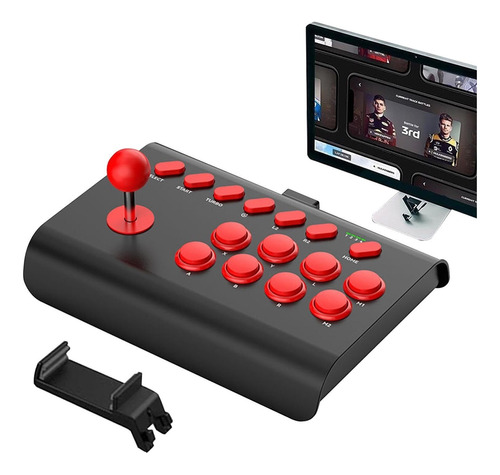 Fighting Joystick Para Pc Y Consolas Juego Retro Negro Rojo