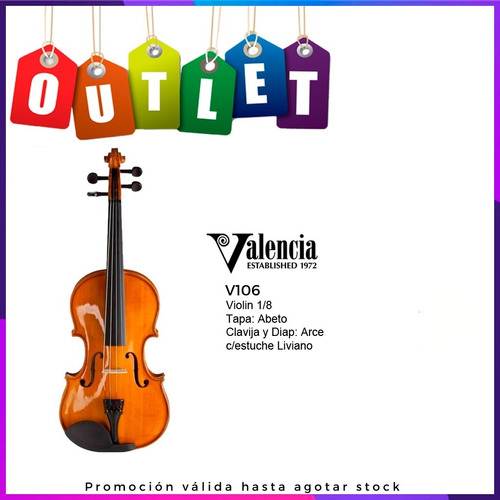 Violin De Estudio 1/8 Tapa Abeto Valencia V160 1/8 Outlet Tm