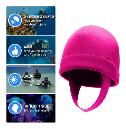 Gorro De Esnórquel De Neopreno De 2 Mm Con Protección Uv Y C