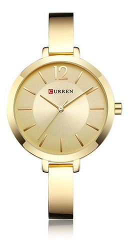 Relógio Feminino Dourado Curren Luxo Pulseira Metálica