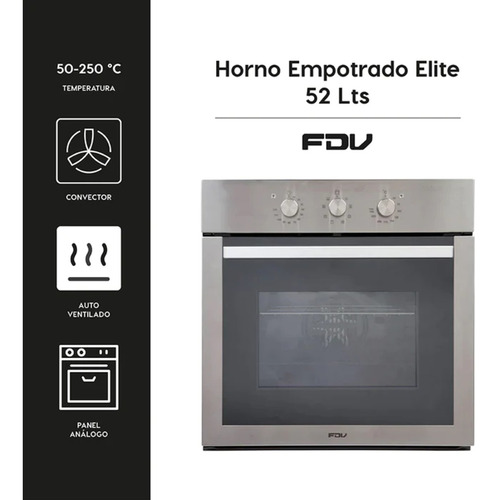 Horno Eléctrico Fdv Elite - 52 Litros Acero
