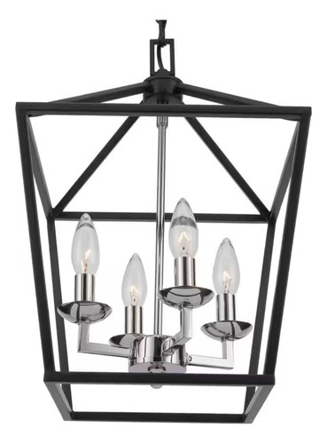 Lampara Techo 4 Luces Estilo Rustico Negro Mate 12 Pulgadas
