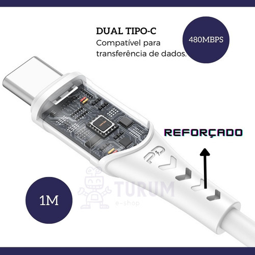 Cabo Dual Tipo-c Vfan P05 1 Metro 60w Pd