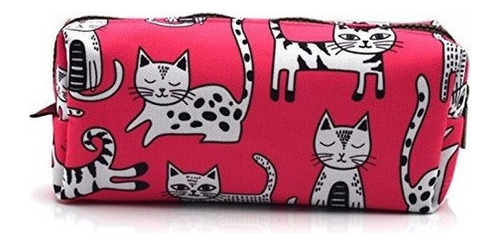 Gato Color Rosa Estuche Maquillaje Bolsa Gato Amante Regalo