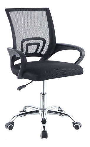Silla De Escritorio Begônia Bg35686 Negra Con Tapizado De Goma