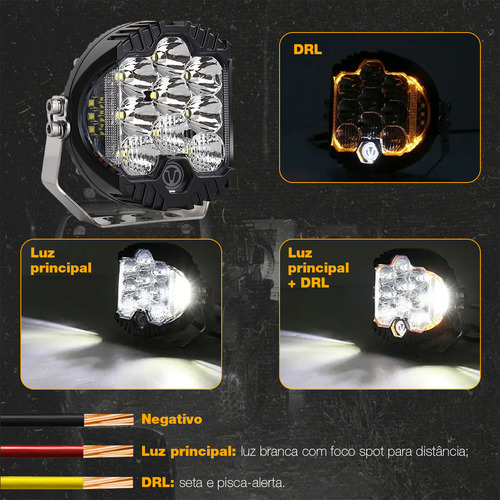 Farol Milha Auxiliar Universal Automotivo + Sup Carro Moto