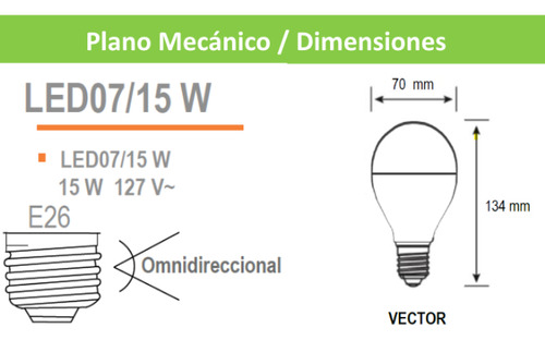 Pack De 10 Focos / Bombillas Led Geopower E27 / 15 W 2700 K Luz Blanco cálido