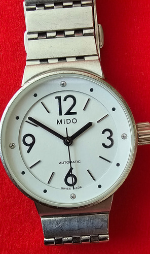 Mido Automático M7340a 4 Diamantes En Las 3,6,9,12 Plateado Blanco Blanco (Usado)