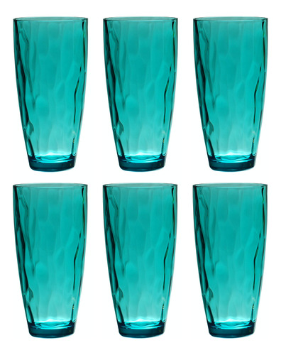 6 Vaso Cristal Para Te Helado 23 Onza Color Azul