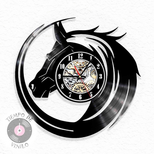 Reloj De Pared Elaborado En Disco Lp Ref. Caballo