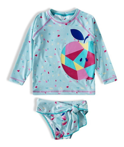 Imagem 4 de 6 de Conjunto Bebe Infantil Biquini Camiseta Praia Proteção Solar