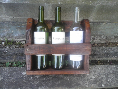 Vinoteca Estante Madera De Pallet Para 3 Botellas