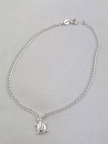 Imagem 5 de 6 de Tornozeleira Pingente Tartaruga 24 Cm Prata 925 Cx Veludo