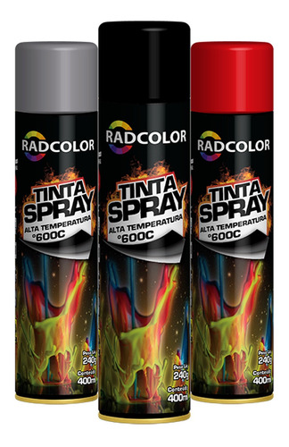 Tinta Spray Alta Temperatura Cx 4 Un Uso Geral E Automotivo