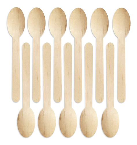 Paquete De 100 Cucharadas Desechables De Madera De Bambú Con