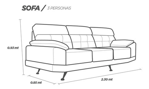 Sofa De Piel - Dublin - Conforto Muebles Color Gris Oxford