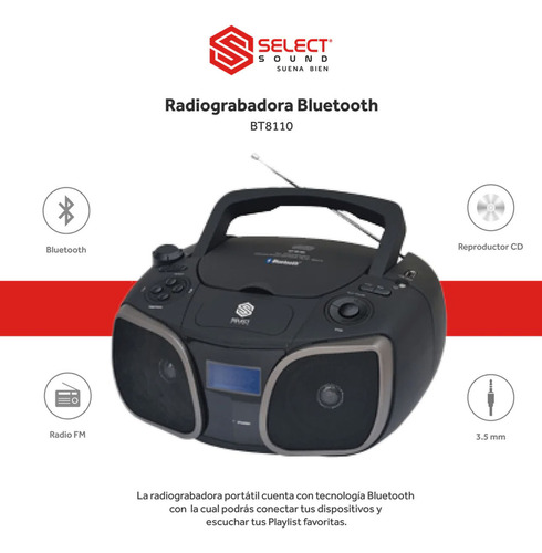 Radiograbadora Bluetooth Select Sound, Radio Fm, Entrada Usb