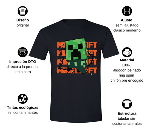 Playera Hombre Video Juego Minecraft Creeper