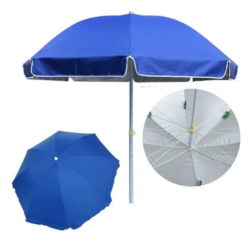 Sombrilla De Jardín O Playa 3 Metros De Díametro Azul (2 Piezas) Con Protector Uv Global Imports Sombrilla Playera Reforzada Alta Calidad Con Rompevientos