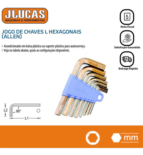 Imagem 2 de 3 de Jogo Chave Allen Hexagonal Gedore 3 A 14 Mm 8 Pçs 42-8m