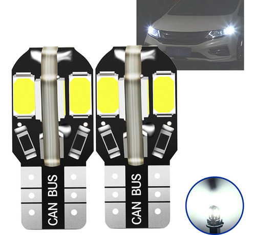 Lâmpada T10 Pingo Farol New Fiesta 8 Led Canbus Branco 6000k