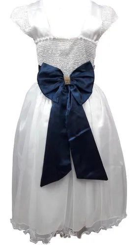 Vestido branco hotsell com faixa azul