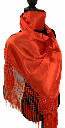 Pashmina Rebozos El Carmen Chalina De Artisela Color Naranja