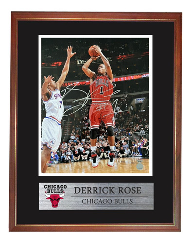 Nba Derrick Rose Foto Firmada Enmarcada Chicago Bulls