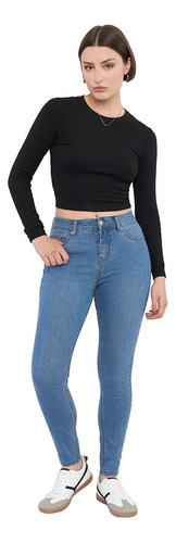 Jeans Mujer Básico Skinny 5 Bolsillos Azul Claro Corona