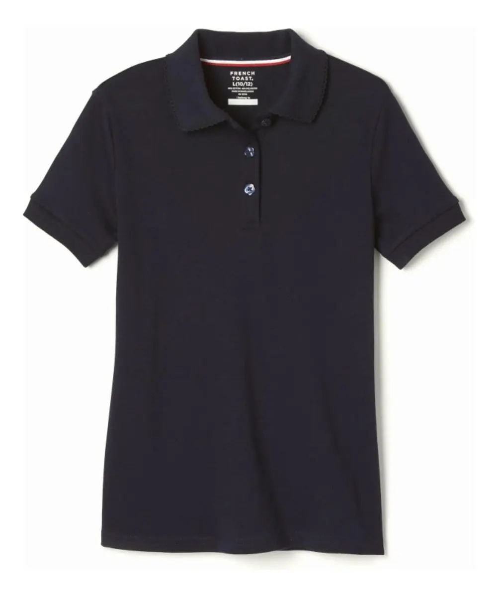 Camisa polo de manga curta French Toast com gola picot para azul marinho