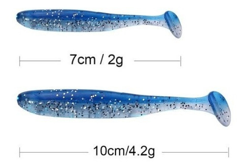 Imagem 2 de 4 de Kit C/10 Iscas Artificiais Soft Shad P/ Tucunare 10cm