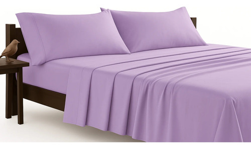 Set De Sábanas King Size Lila Suaves Y Antiarrugas