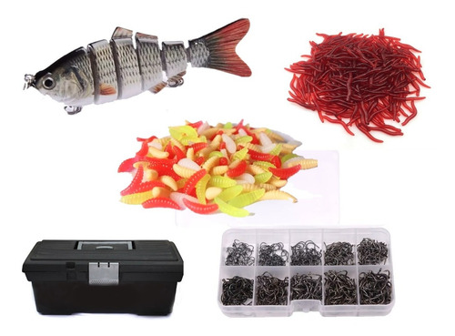 Kit Para Pesca Isca Minhoca Larva Anzol + Brinde Caixa