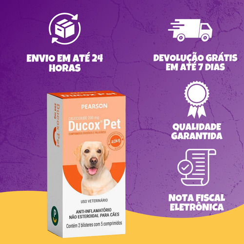 Ducox Pet 200mg Pearson Anti-inflamatório Cães - 10 Comp
