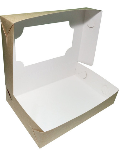 Caja Alfajores Alf2 Ventana X 50u Packaging Blanco Madera