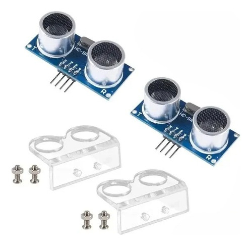 2 Sensores Ultrasónico Hc Sr04 3-5v + Base Soporte Acrílico