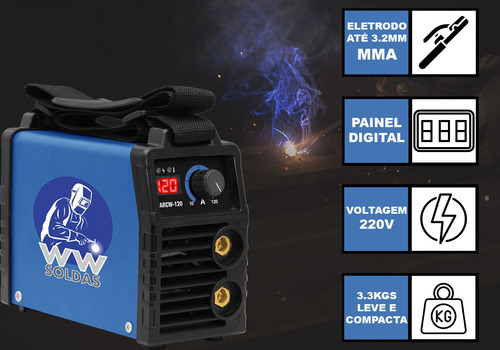 Máquina De Solda Inversora Arcw-120 120a Digital Portátil 220v Wwsoldas