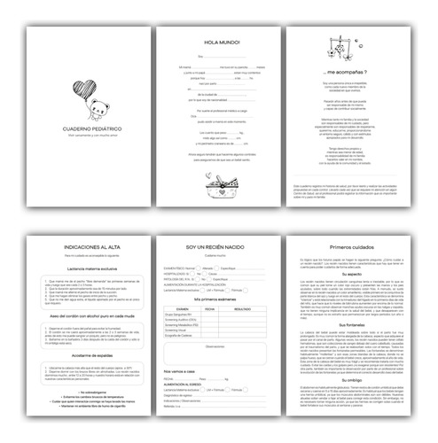 Cuaderno Pediátrico A4 Agenda Controles Vacunas Notas Negro