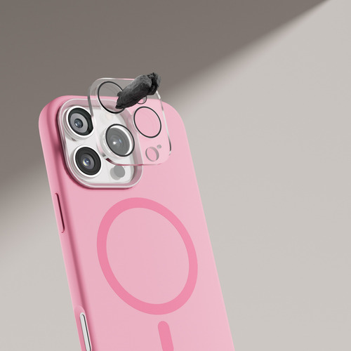 Kit Funda Para Iphone Magsafe + Mica Pantalla + Mica Camara Rosa Iphone 15