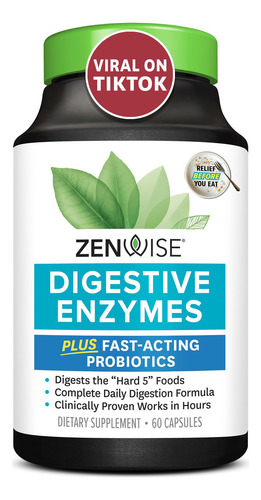 Suplemento Zenwise Digestive Enzymes Probiotics 60 Cápsulas