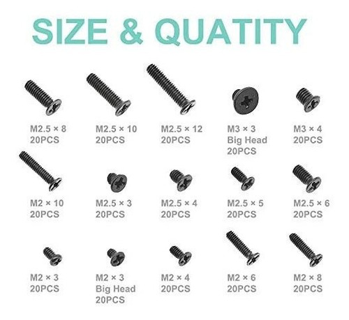 Imagen 2 de 5 de Qteatak 300pcs Portátil Del Cuaderno De Tornillos De Reempl